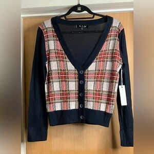 M.A.K Plaid V-Neck Sweater  Size Small